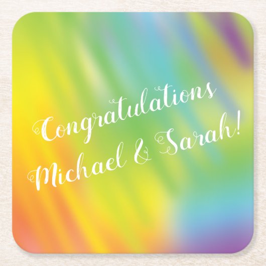 Rainbow Tie Dye Baby shower Kartonnen Onderzetters (Voorkant)