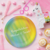 Rainbow Tie Dye Baby shower Papieren Bordje (Feest)