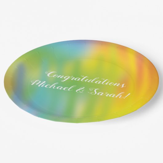 Rainbow Tie Dye Baby shower Papieren Bordje (Gekanteld)