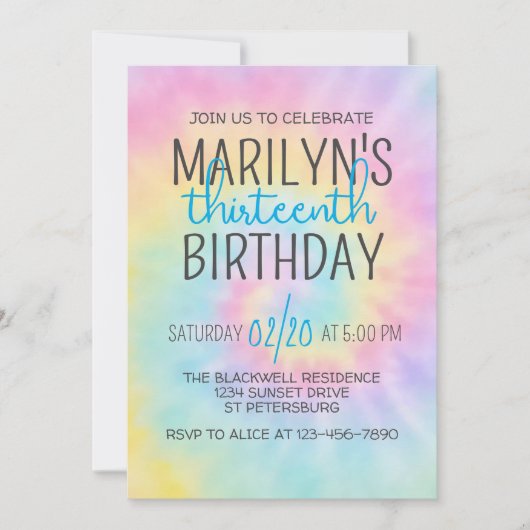 Rainbow Tie Dye Birthday Kaart (Voorkant)