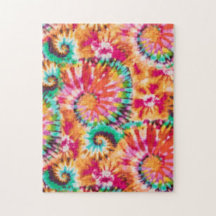 Rainbow Tie Dye Circular Spiral kleurig hard Legpuzzel