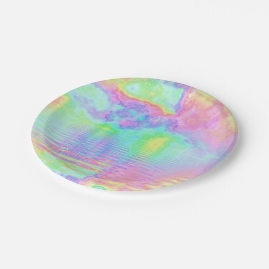 Rainbow Tie Dye Clouds Pastel Papieren Bordje (Gekanteld)