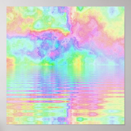Rainbow Tie Dye Clouds Pastel Poster (Voorkant)