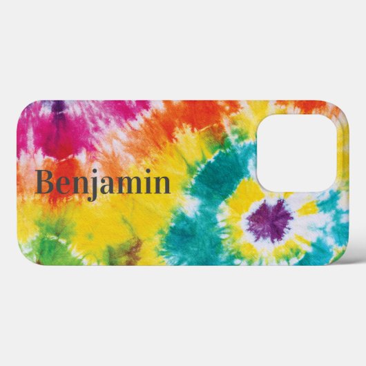 Rainbow Tie Dye Custom Name Modern Dad Birthday Case-Mate iPhone Case (Achterkant (horizontaal))