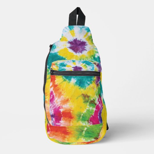 Rainbow Tie Dye Gepersonaliseerd Kleurrijk Sling Bag (Voorkant)