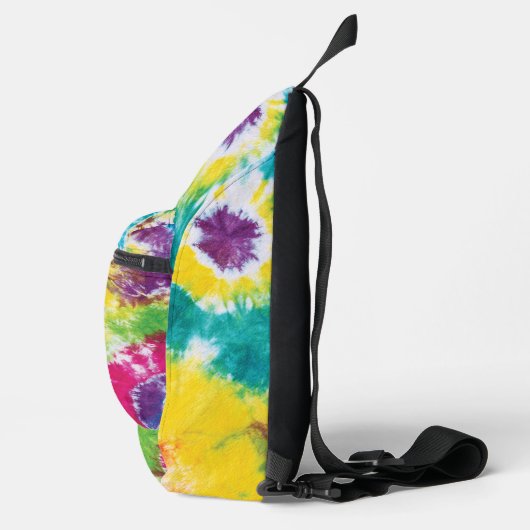 Rainbow Tie Dye Gepersonaliseerd Kleurrijk Sling Bag (Rechts)