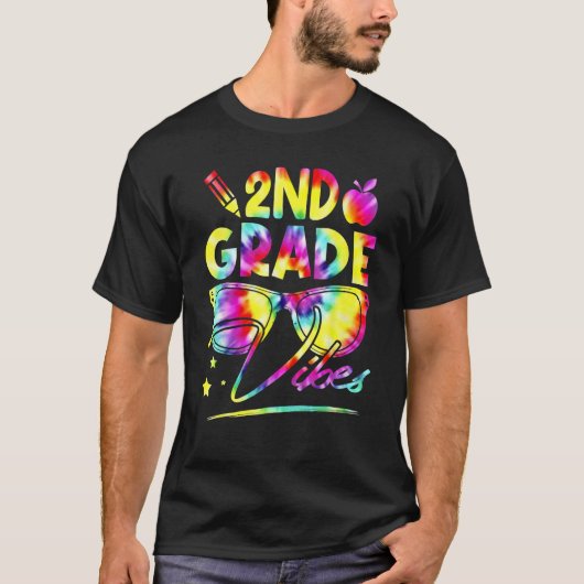 Rainbow Tie Dye Glasses 2nd Grade Vibes Back To Sc T-shirt (Voorkant)