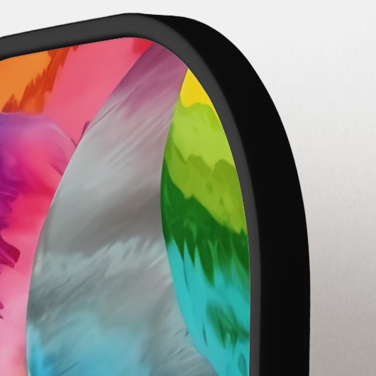 Rainbow Tie Dye Hearts Monogram Pickleball Paddle (Links Detail)