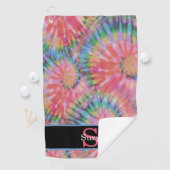 Rainbow Tie Dye Hippie Pattern Initiaal Monogram Golfhanddoek (Insitu)
