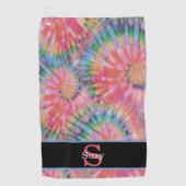 Rainbow Tie Dye Hippie Pattern Initiaal Monogram Golfhanddoek (Voorkant)