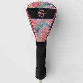 Rainbow Tie Dye Hippie Pattern Initiaal Monogram Golfheadcover (Voorkant)