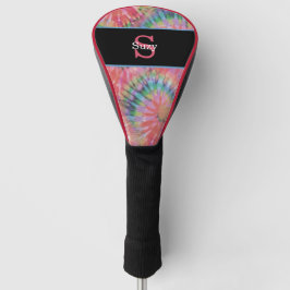 Rainbow Tie Dye Hippie Pattern Initiaal Monogram Golfheadcover