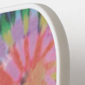 Rainbow Tie Dye Hippie Pattern Initiaal Monogram Pickleball Paddle (Links Detail)