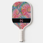 Rainbow Tie Dye Hippie Pattern Initiaal Monogram Pickleball Paddle (Achterkant)