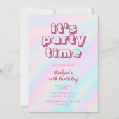 Rainbow Tie Dye Hologram Pastel Party Invitation Kaart (Voorkant)
