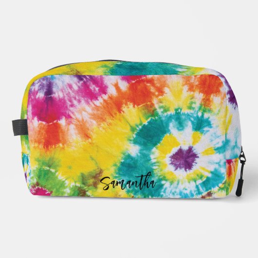 Rainbow Tie Dye Kleurrijk Gepersonaliseerd Toilettasje (Voorkant)