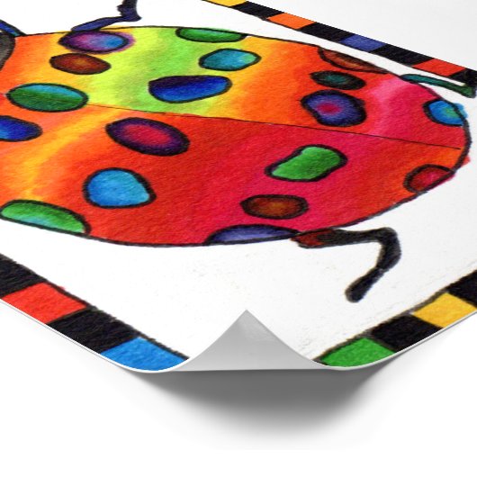 Rainbow Tie Dye Ladybug Mini Folk Art Poster (Hoek)