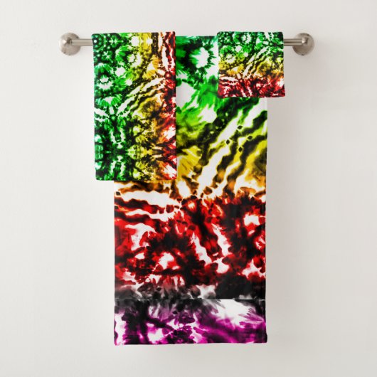 Rainbow Tie Dye Mandala Star Bad Handdoek (Insitu)