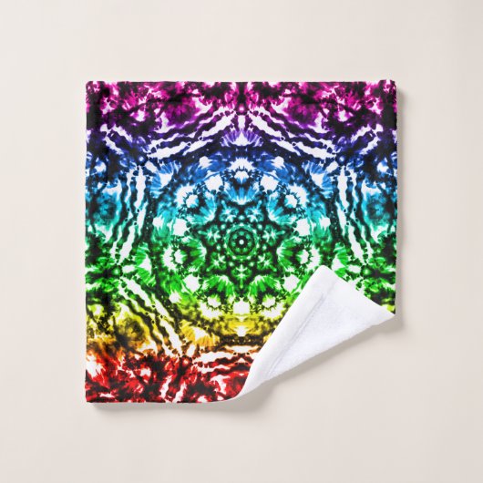 Rainbow Tie Dye Mandala Star Bad Handdoek (Wasdoekje)