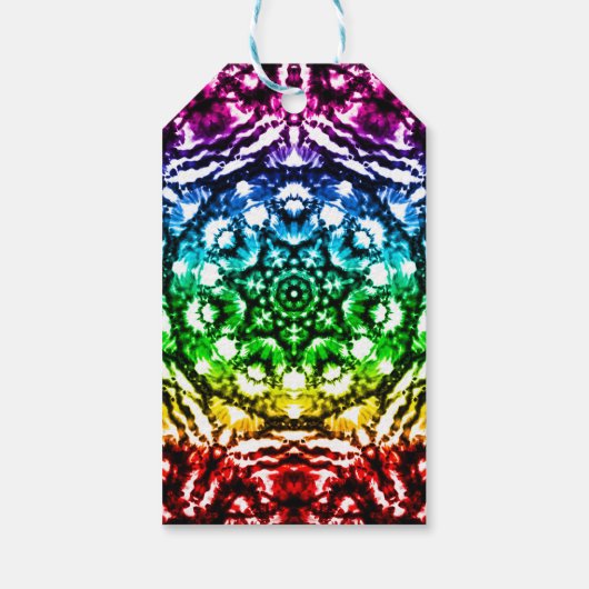 Rainbow Tie Dye Mandala Star Birthday Party Cadeaulabel (Achterkant)