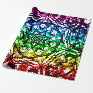 Rainbow Tie Dye Mandala Star Birthday Party Cadeaupapier