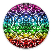 Rainbow Tie Dye Mandala Star Keramische Knop (Voorkant)