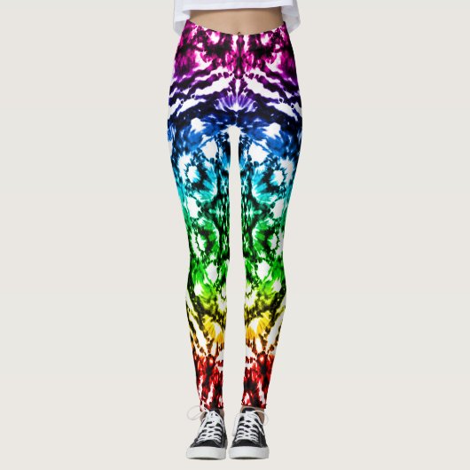 Rainbow Tie Dye Mandala Star Leggings (Voorkant)