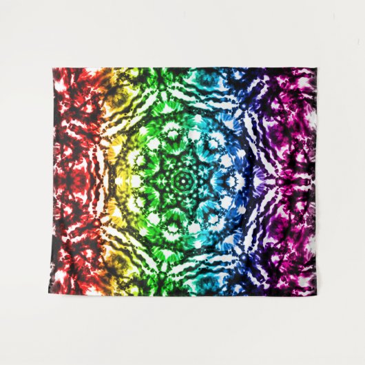 Rainbow Tie Dye Mandala Star Retro Wandkleed (Voorkant (horizontaal))