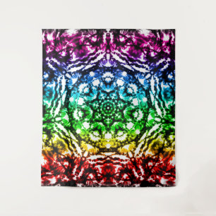Rainbow Tie Dye Mandala Star Retro Wandkleed
