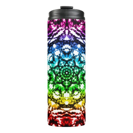 Rainbow Tie Dye Mandala Star Thermosbeker (Voorkant)