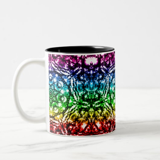 Rainbow Tie Dye Mandala Star Tweekleurige Koffiemok (Links)