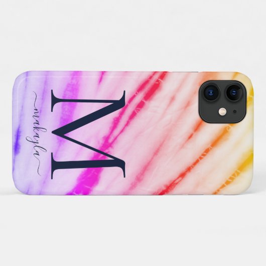 Rainbow Tie Dye Monogram Case-Mate iPhone Case (Achterkant (horizontaal))