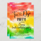 Rainbow Tie Dye Party Birthday Invitation Kaart (Voorkant / Achterkant)