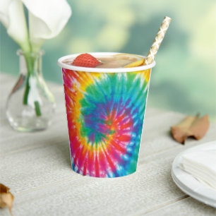 Rainbow Tie Dye Pattern Novelty Papieren Bekers