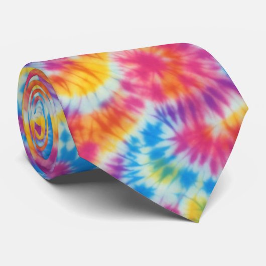 Rainbow Tie Dye Pattern Stropdas (Opgerold)