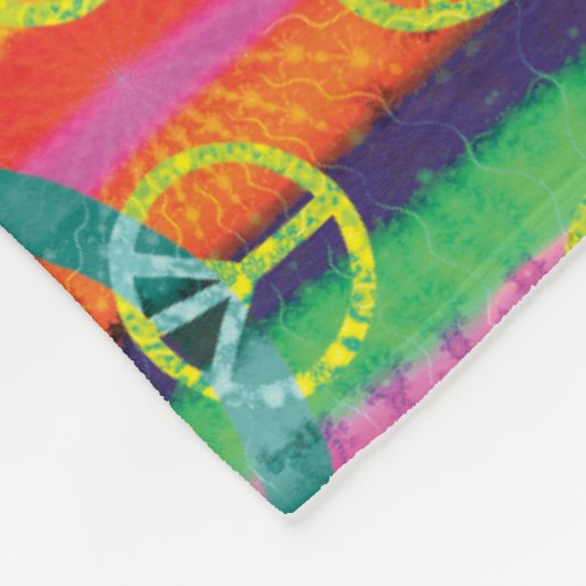 Rainbow Tie Dye Peace Signaleringen Stripes Fleece Deken (Hoek)