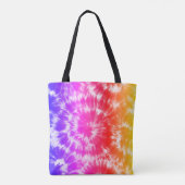 Rainbow Tie Dye Psychedelic Custom Name Tote Bag (Achterkant)