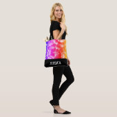 Rainbow Tie Dye Psychedelic Custom Name Tote Bag (Op model)