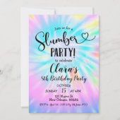 Rainbow Tie Dye Slumber Party Birthday Invitation Kaart (Voorkant)