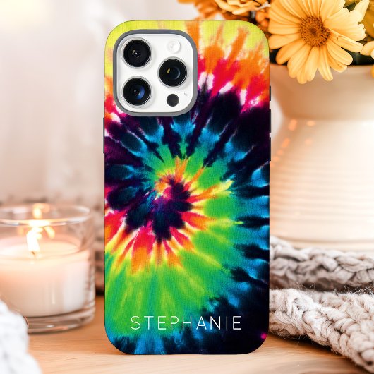 Rainbow Tie Dye Swirl Aangepaste naam Case-Mate iPhone Case