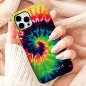 Rainbow Tie Dye Swirl Aangepaste naam Case-Mate iPhone Case