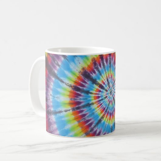 Rainbow Tie Dye Swirl Coffee Mok (Voorkant links)