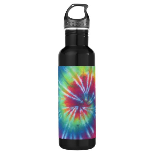 Rainbow Tie Dye Swirl Waterfles (Voorkant)