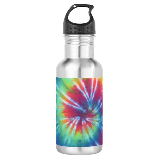Rainbow Tie Dye Swirl Waterfles (Voorkant)