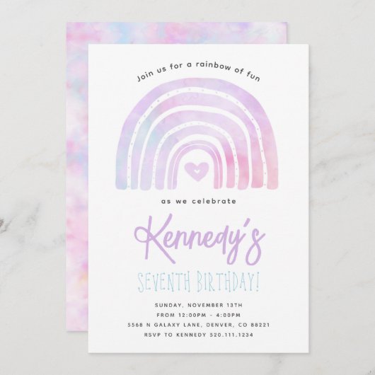 Rainbow Tie Dye verjaardagsfeestje uitnodiging (Voorkant / Achterkant)