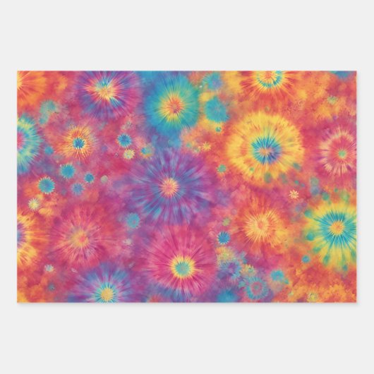 Rainbow Tie Dye Wrapping Paper Flat Sheet Set van (Voorkant 3)