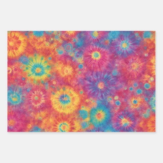 Rainbow Tie Dye Wrapping Paper Flat Sheet Set van (Voorkant 2)