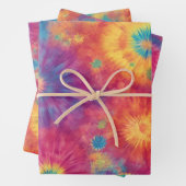 Rainbow Tie Dye Wrapping Paper Flat Sheet Set van (In situ)
