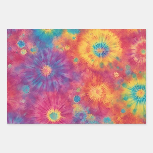 Rainbow Tie Dye Wrapping Paper Flat Sheet Set van (Voorkant)