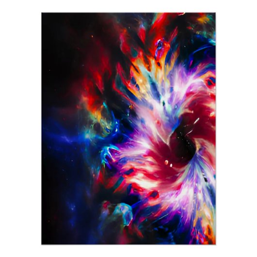 Rainbow TieDye Blackhole Galaxy Glossy Poster (Voorkant)